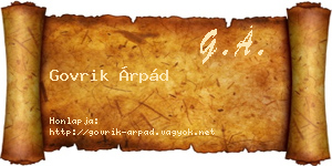Govrik Árpád névjegykártya